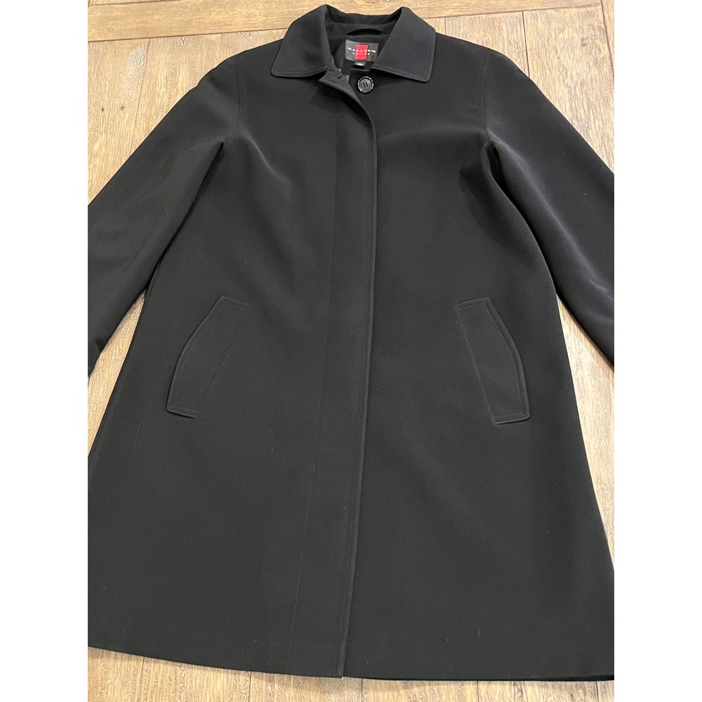 Gallery Petite Black Mid Length Hidden Button Front Coat Size PS Classy